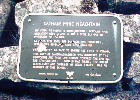 Davoren historic Plaque at Cahermcnaughten